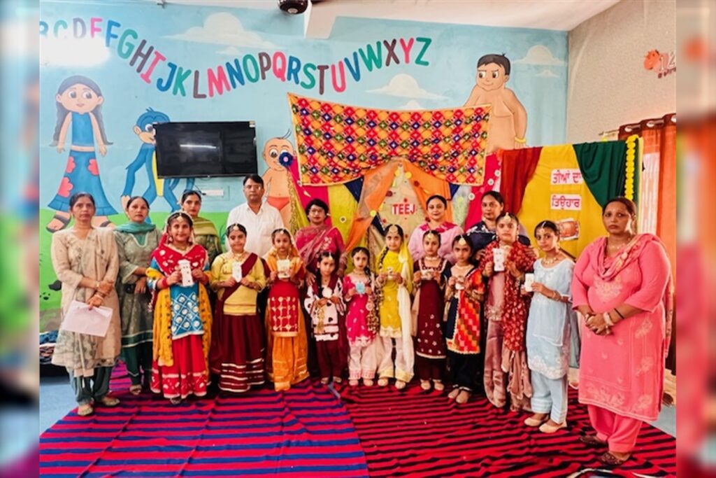 Students celebrating Teej at Sri Hemkunt Sahib Sen. Sec. School