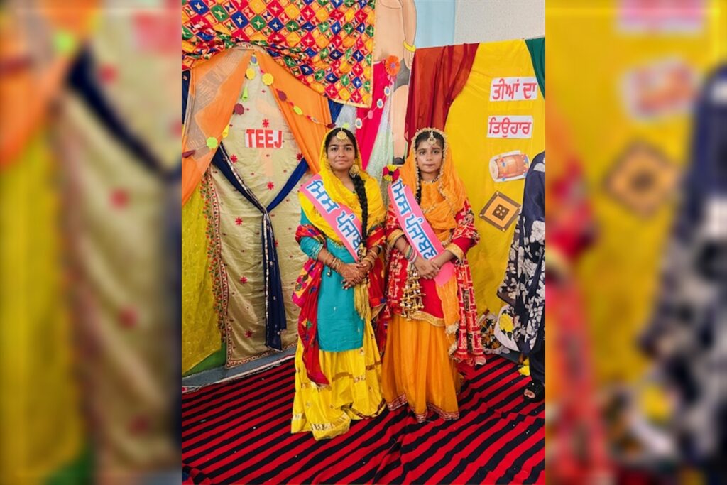 Students celebrating Teej at Sri Hemkunt Sahib Sen. Sec. School