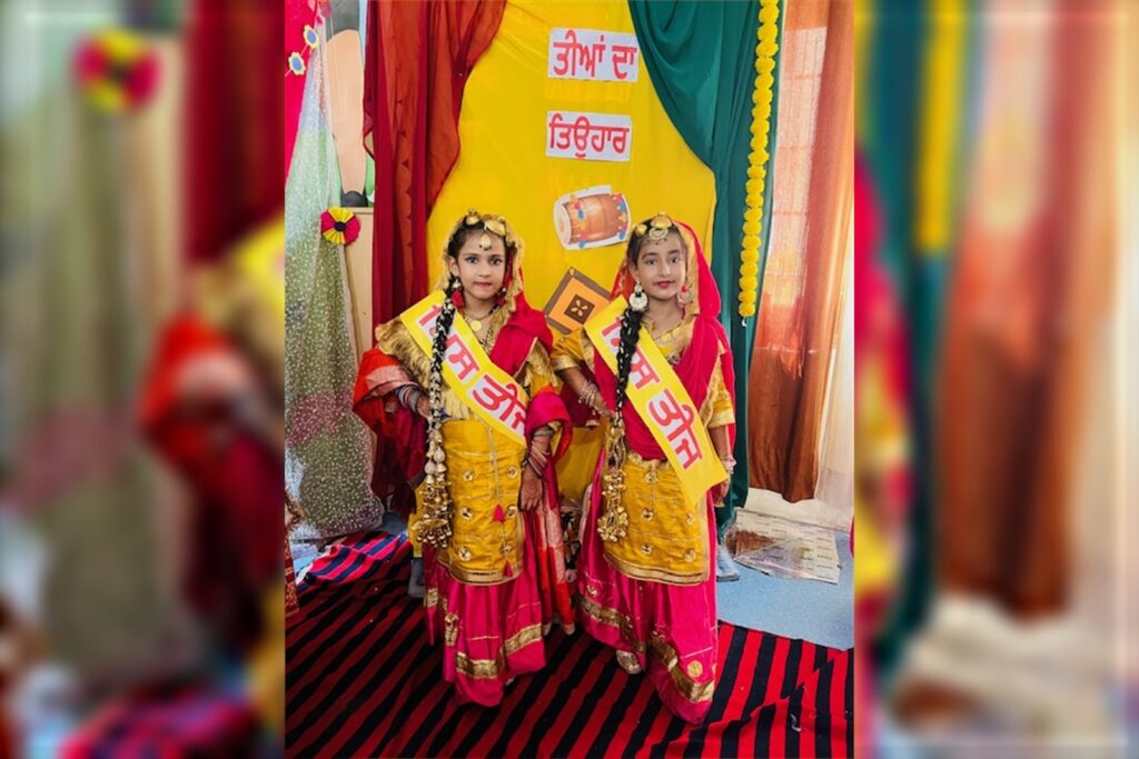 Students celebrating Teej at Sri Hemkunt Sahib Sen. Sec. School