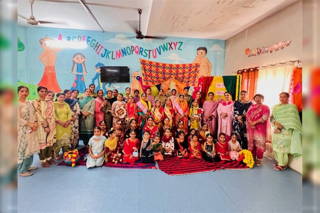Students celebrating Teej at Sri Hemkunt Sahib Sen. Sec. School