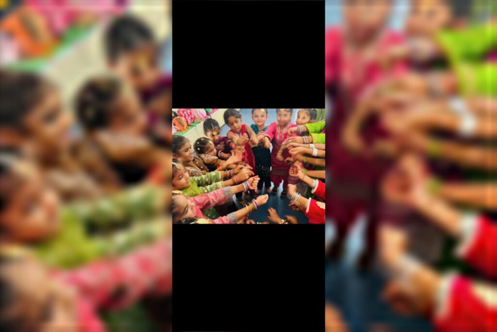 Students celebrating Teej at Sri Hemkunt Sahib Sen. Sec. School
