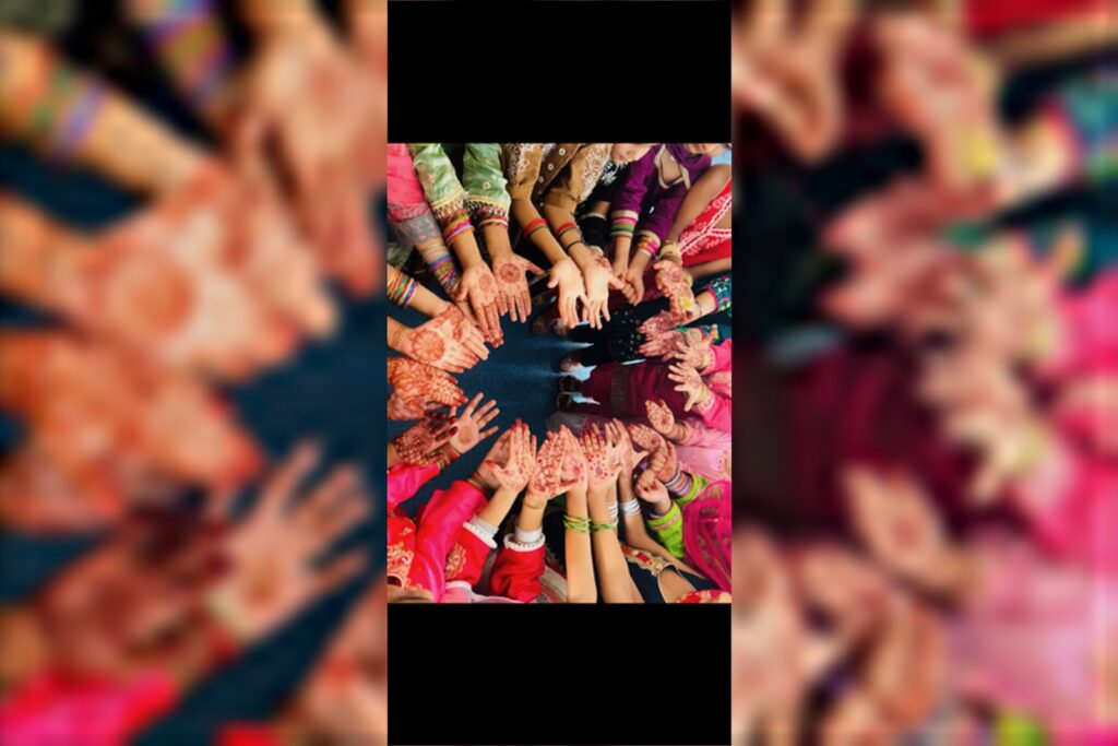 Students celebrating Teej at Sri Hemkunt Sahib Sen. Sec. School